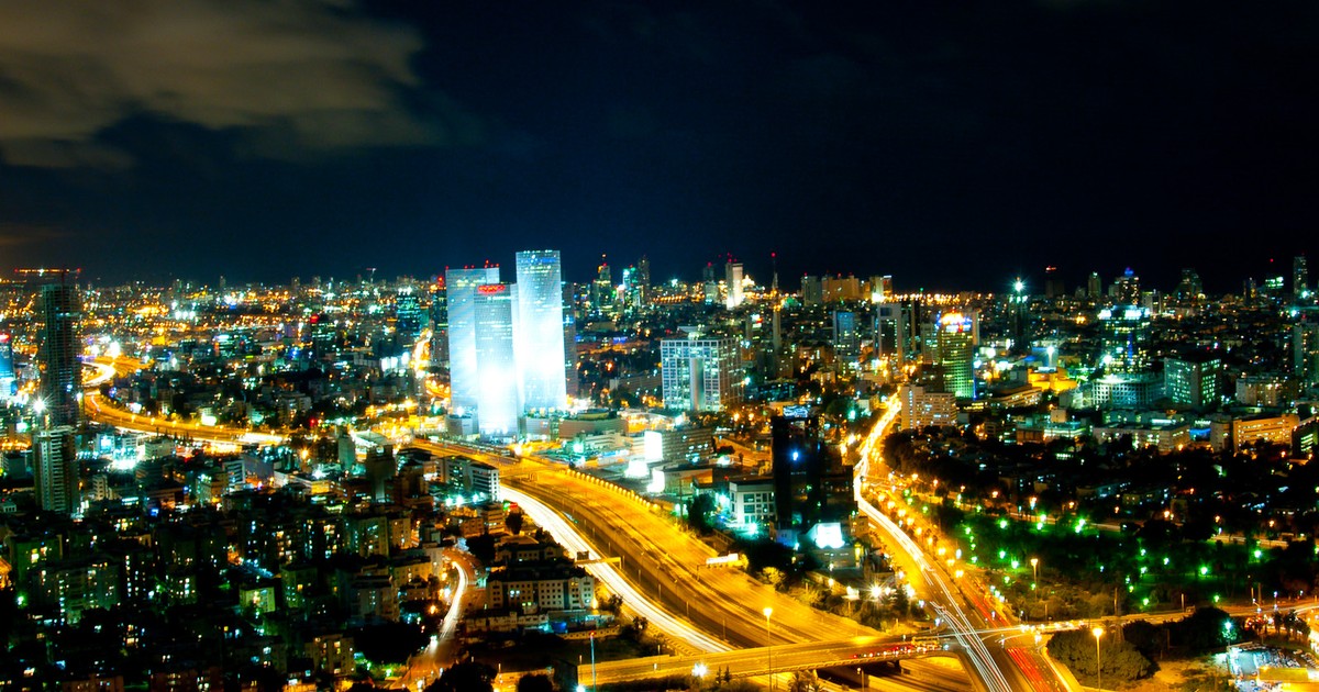 Tel Aviv skyline at night, Israel
